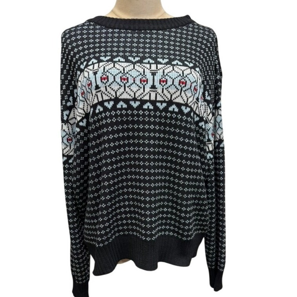 Fruit of the Loom Mens Black Nordic‎ Fair Isle Sweater Size XL